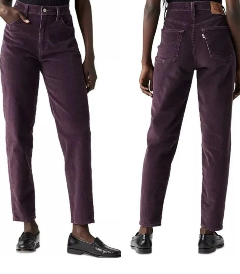 Levi's High-Waisted Mom Jeans Corduroy Purple Plum size 24x29 NWT
